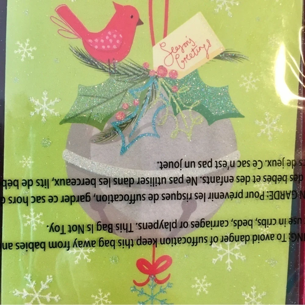 Box/20 Papyrus “Season’s Greetings” Cards + Envelopes, Red, Green, Birds